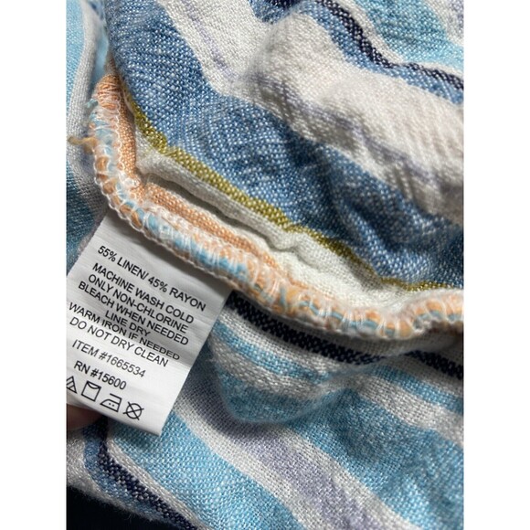 Briggs Short Womens Size XL Blue Stripe Elastic Waist w Tie Linen Pockets - Picture 5 of 6